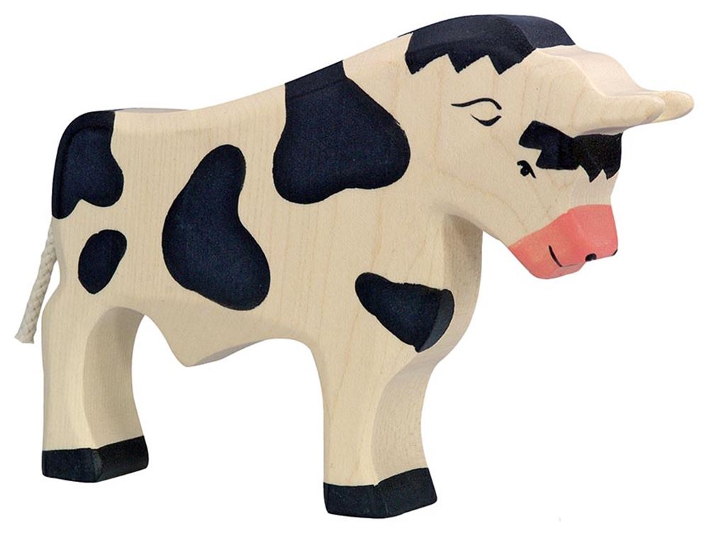 Holztigerbulle, schwarz. 19 cm.
