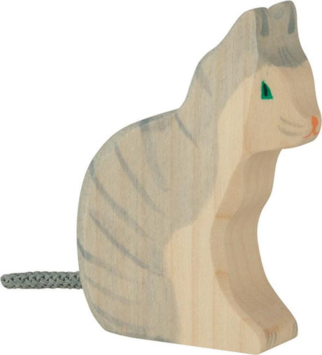 Holztiger Bauernhof - Katze sitzend - 7x2x8cm - Holzfigur - handgefertigt