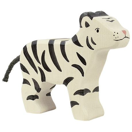 Holztiger weißer Tiger. 9x2,3x8cm. 3+