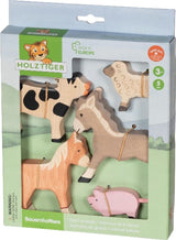 Holztiger-Nutztiere. 5 Stück. 3+