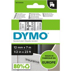 Dymo-Bänder D1 Polyester 12 mm x 7 m schwarz-transparent glänzend