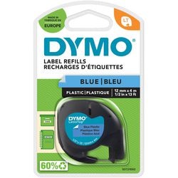 Dymo labels letratag plastic 12x4mm blauw