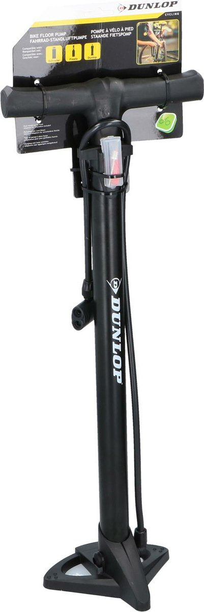 Dunlop Fahrradpumpe stehend mit zusätzlichen Ventilen schwarz