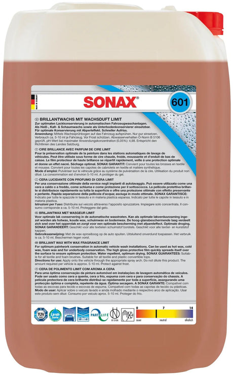 Sonax Reinigungszusatz Brillantwachs mit Wachsduft Brillantwachs Limit 25 25 l Cubitainer