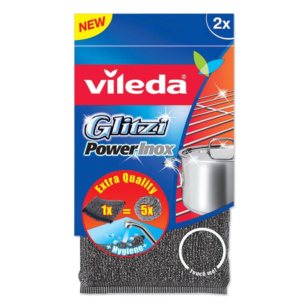 Vileda Glitzi Power Edelstahl-Scheuerschwämme 2 Stück | 5 Stück