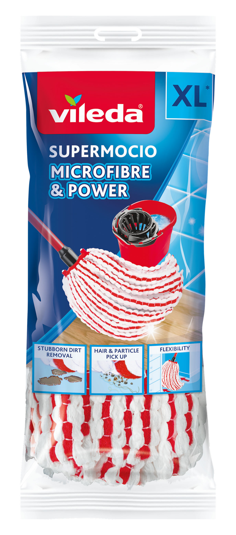 Vileda Supermocio Mikrofaser-Power-Ersatz – 1 pro Packung – passend für alle Fransenwischsysteme