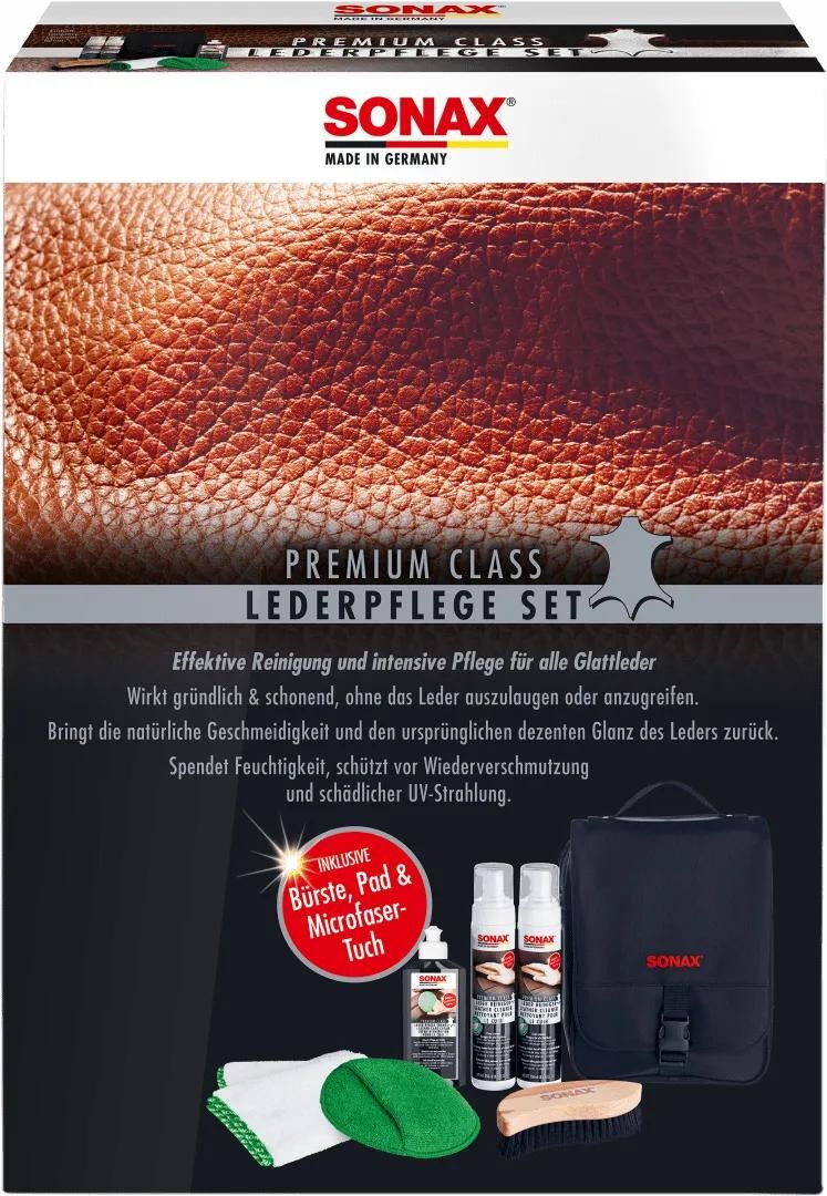 Sonax Lederpflegemittel der Premiumklasse. LED-Pflegeset der Premiumklasse
