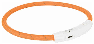 Trixie leuchtendes Hundehalsband Flash USB TPU Nylon orange