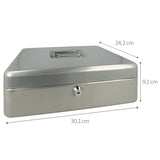 Westcott ac-e51002-zi Geldkassette 301x242x91mm silbergrau, Kunststoffeinsatz mit 5 Fächern