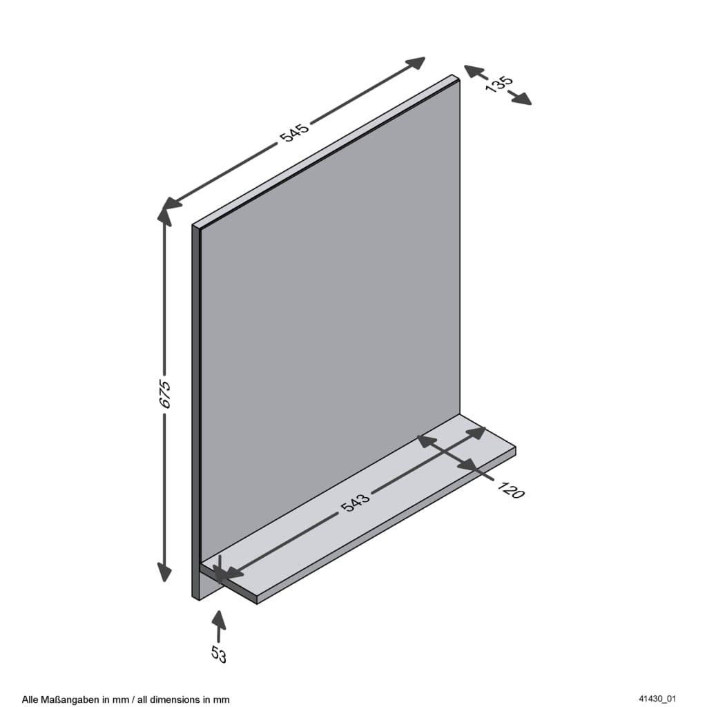 FMD -Wandspiegel mit Regal 54,5 x 13,5 x 67,5 cm Artisan Eiche