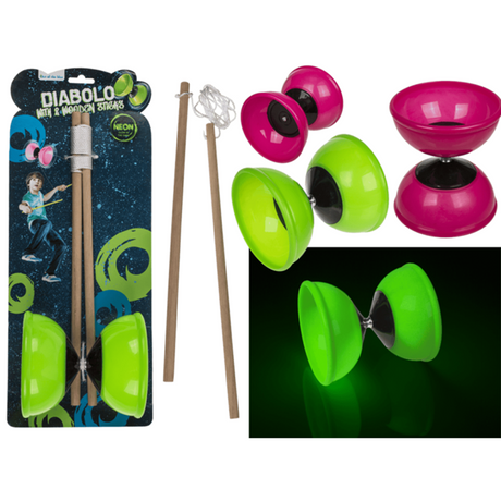 Diabolo mit 2 Stäbchen, leuchtet im Dunkeln.