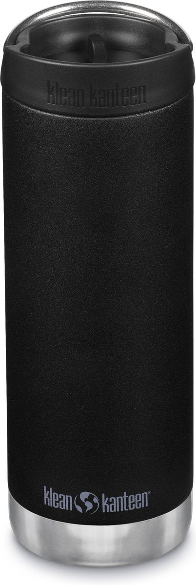Klean Kanteen Edelstahl-Thermosflasche TK breit 473 ml (mit Café-Verschluss) – Schieferschwarz – Kaffeetasse