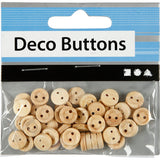 Creativ Company Holzknöpfe, D 8 mm, 2 Löcher, 50 Stück, 1 Box