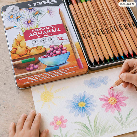 Lyra Rembrandt Aquarellstifte, verschiedene Farben, 12 Stück, 1 Box