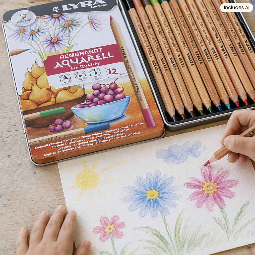 Lyra Rembrandt Aquarellstifte, verschiedene Farben, 12 Stück, 1 Box