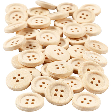 Creativ Company Holzknöpfe, D 18 mm, 4 Löcher, 40 Stück 1 Box
