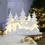Hallo Hallo Weihnachtsbeleuchtung Silhouette mit irgendjemandem Rentier geführtes Holz