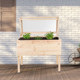 Hi Hi Anbaubox mit Deckel 135 l Holz angehoben