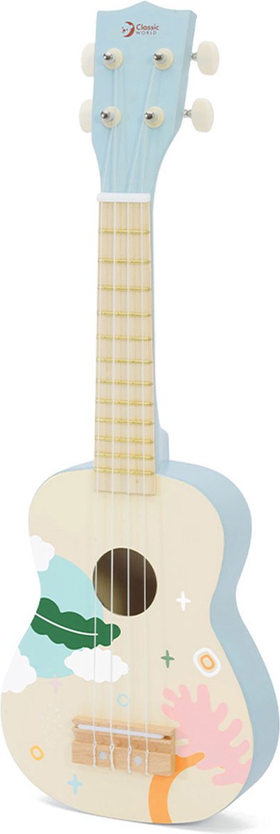 Classic World Holz-Ukulele-Gitarre für Kinder blau – uni