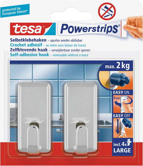 Tesa Klebehaken mit Steckdosenleisten l Chrom