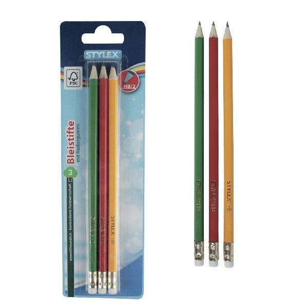Stylex Bleistift mit Radiergummi 3 Stück