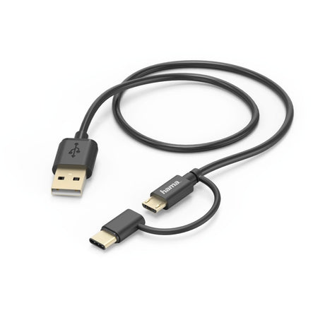 Hama 2in1 Micro-USB-Kabel mit USB-Typ-C-Adapter 1 m Schwarz