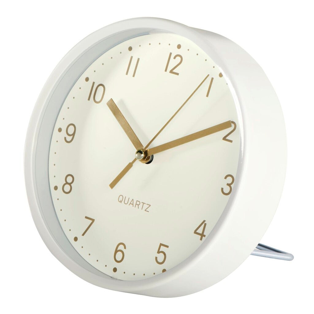 Hama Tischuhr golden, geräuscharmes Weiß