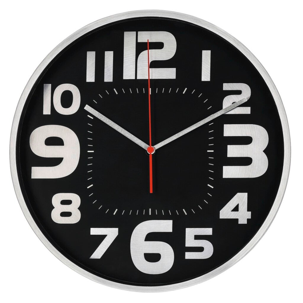 Hama Wanduhr Emotion ø 30 cm geräuscharm Silber Schwarz
