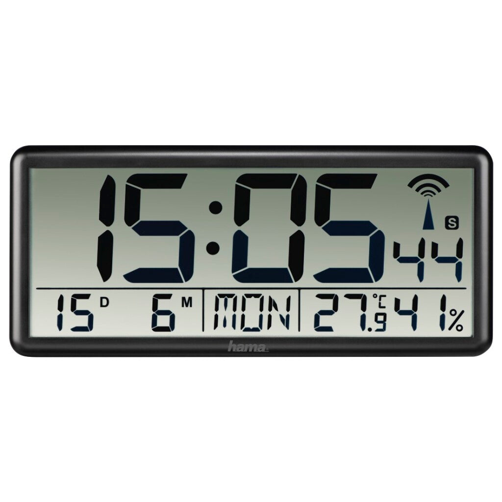 Hama digitale Funk-Wanduhr Jumbo Schwarz