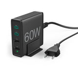 Hama Schnellladegerät 4 Ports 2x USB-C PD QC 2x USB-A 60 W Schwarz