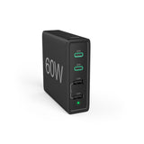 Hama Schnellladegerät 4 Ports 2x USB-C PD QC 2x USB-A 60 W Schwarz