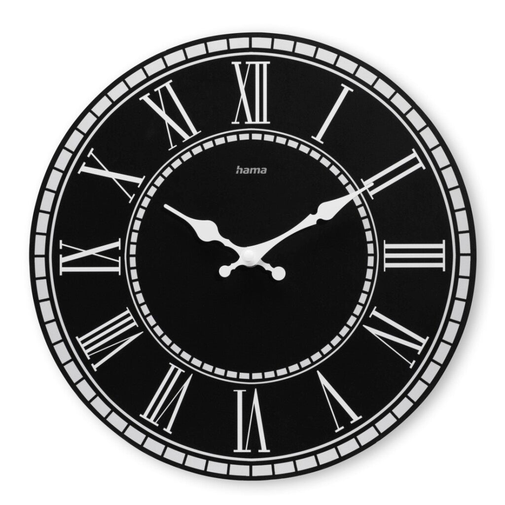 Hama Wanduhr Rab Vintage tickt nicht 30 cm schwarz-weißes MDF