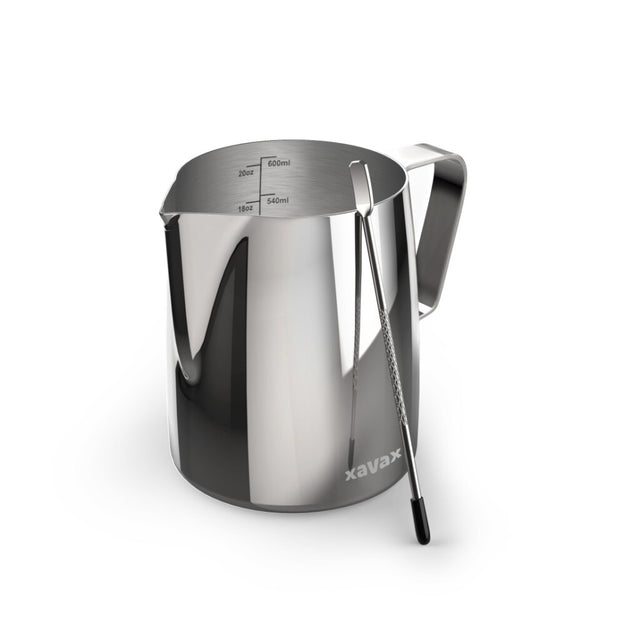 Xavax barista melkkannetje 600 ml + latte art pen rvs