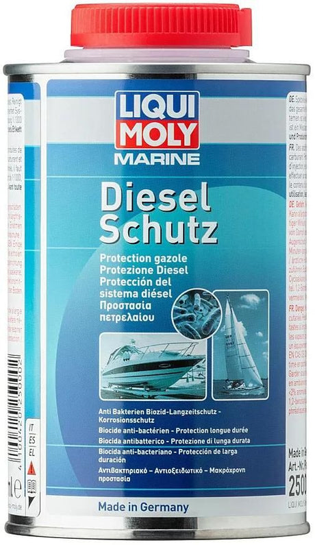 Liqui-Moly-Additiv-Dieselschutz für die Schifffahrt. Schutzfolie für Schiffsdiesel
