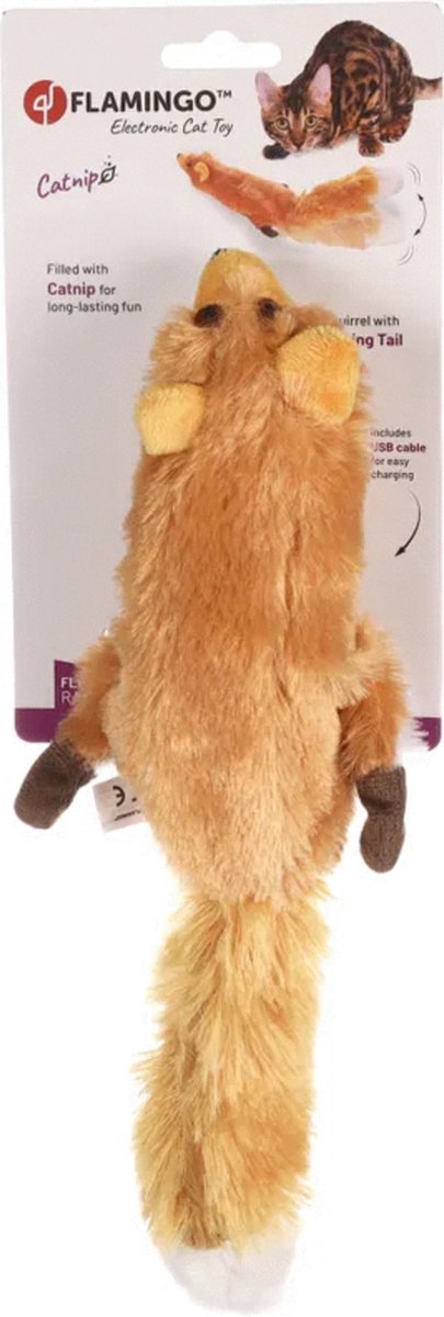 Flamingo Flapso bewegliches Eichhörnchen – Katzenspielzeug – 35 x 14 cm, braun