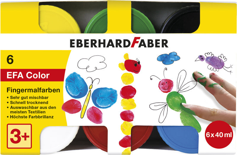 Eberhard Faber ef-578606 Fingerfarbe 6 Farben 6x40ml