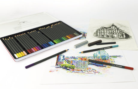 Eberhard Faber EF-516012 Aquarellstift-Kartonetui mit 12 Stück und Pinsel