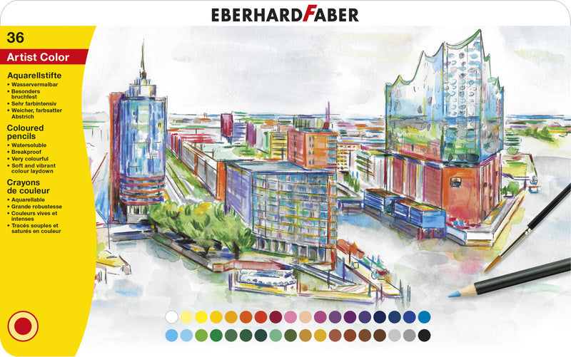 Eberhard Faber EF-516036 Aquarellstift, Metalletui mit 36 ​​Stück