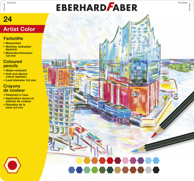 Eberhard Faber EF-516124 Buntstifte, Metalletui mit 24 Stück
