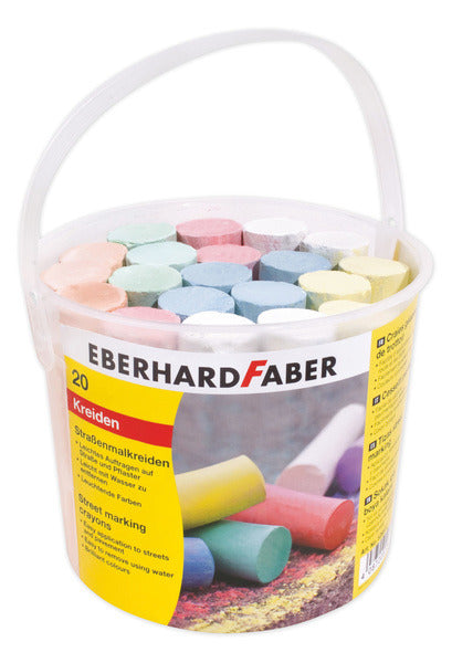Eberhard Faber Gehwegkreide – 20 Stück – im Eimer – sortiert – EF-526512