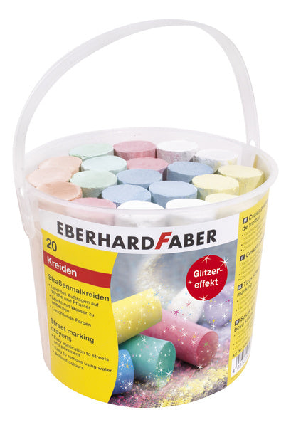 Eberhard Faber Gehwegkreide – 20 Stück – im Eimer – Glitzerfarbe – EF-526520