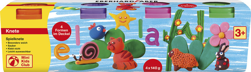 Eberhard faber ef-572510 Kinderknete im Becher, 140gr orange, rosa, grün, lila