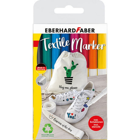 Eberhard Faber Textilmarker 8 Stück im Etui + 4 Schablonen mit Schablonen
