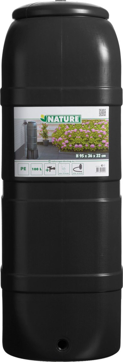 Nature - Slimline - Regentonne - 100l - H96 x 32 x 36cm - Schwarz
