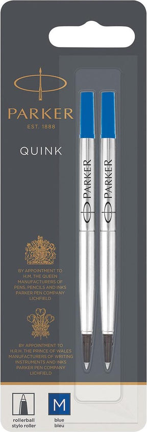 Parker Tintenroller – mittlere Spitze – blaue Quink-Tinte – 2 Stück