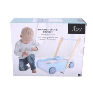 Jipy Holzblockwagen mit Blöcken lila blau