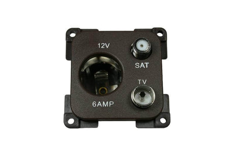 C-line 12 Volt Steckdose mit Antenne und Satellitenanschluss braun