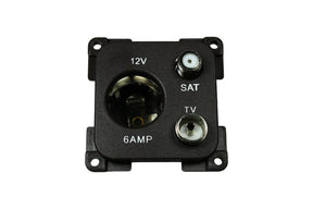 C-line 12 volt contactdoos met antenne en satelliet aansluiting zwart
