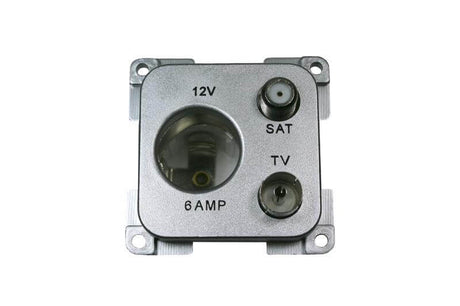 C-line 12 Volt Steckdose mit Antenne und Satellitenanschluss silber - verpackt