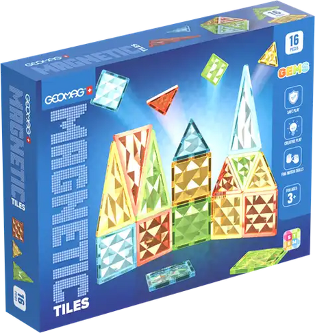 Geomag Magnetspielzeug, magnetische Fliesen, Edelsteine, 16 Baukasten.